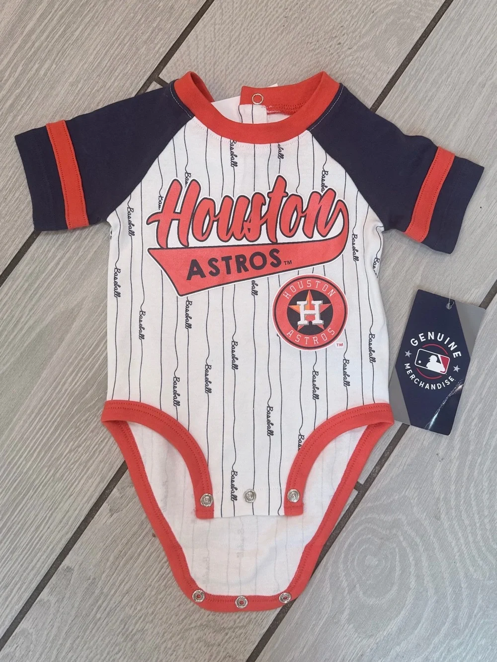MLB Houston Astros baseball Infant Bodysuit in Navy, White & Orange (0-3months)